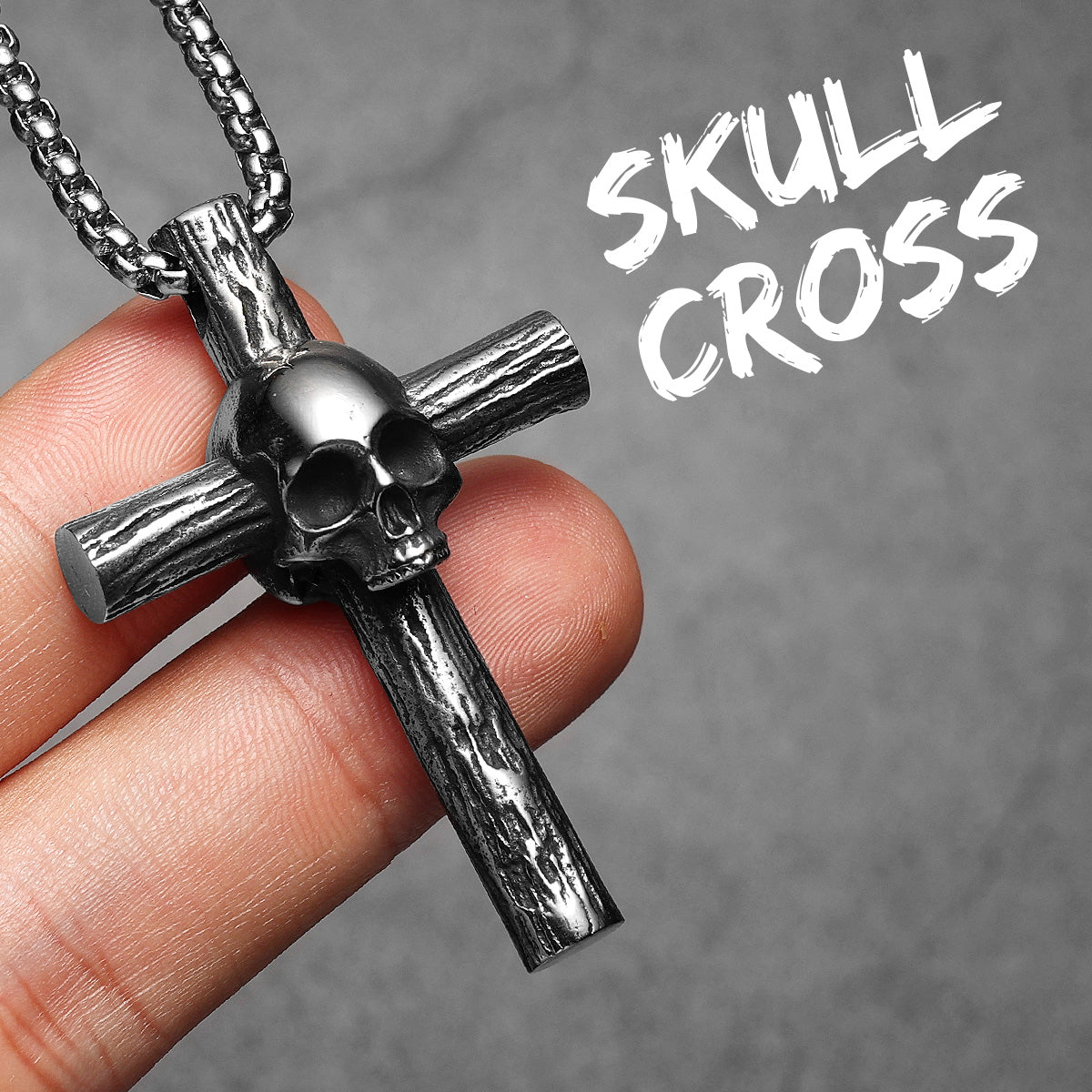 Unique Skull Cross | 316L No Fade Stainless Steel Hip Hop Streetwear Biker Cross Pendant