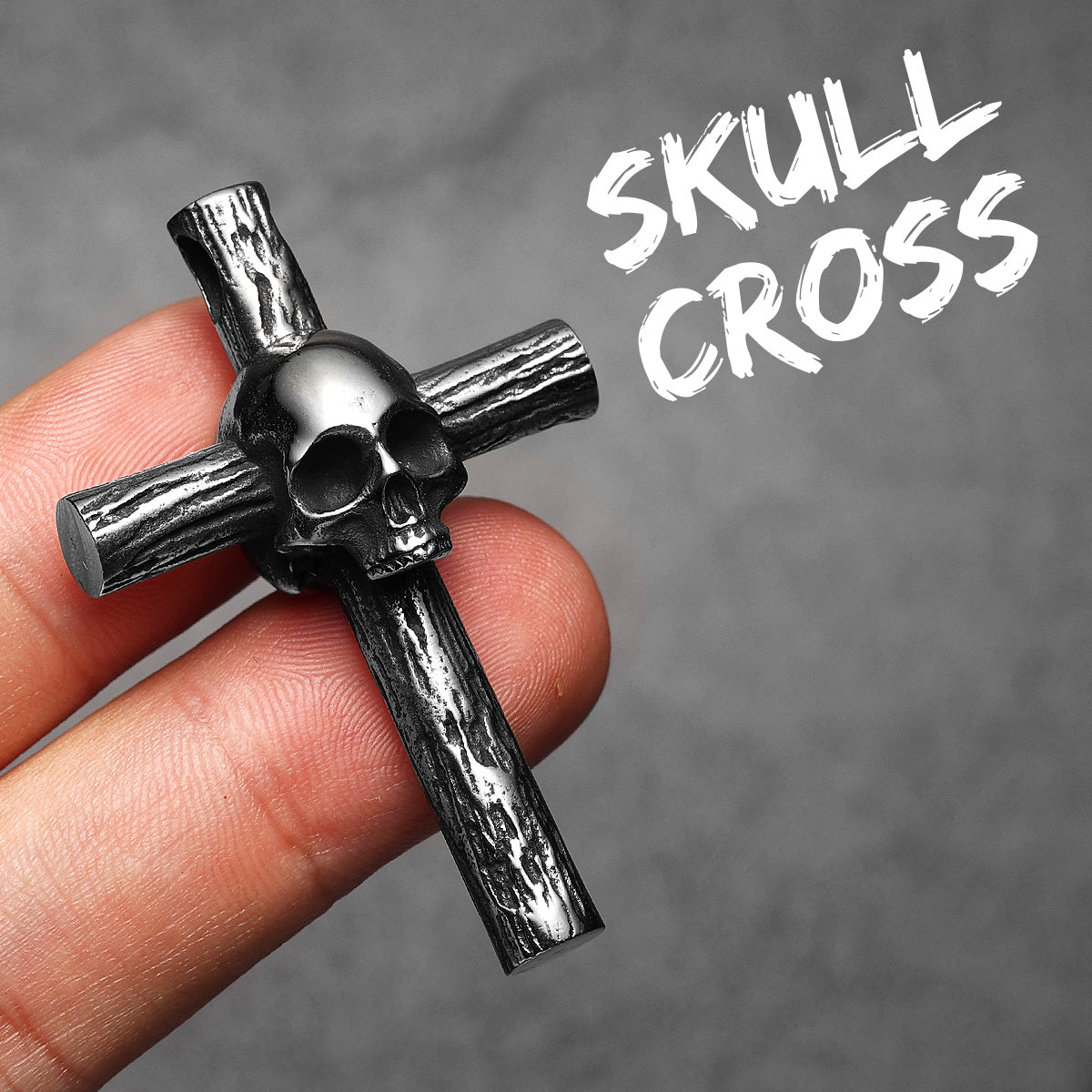 Unique Skull Cross | 316L No Fade Stainless Steel Hip Hop Streetwear Biker Cross Pendant
