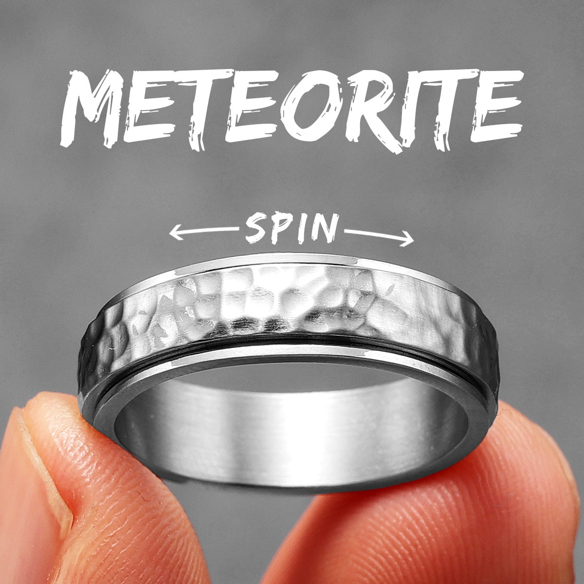 Meteorite | 316L No Fade Stainless Steel Fidget Spinner Style Street Style Rings