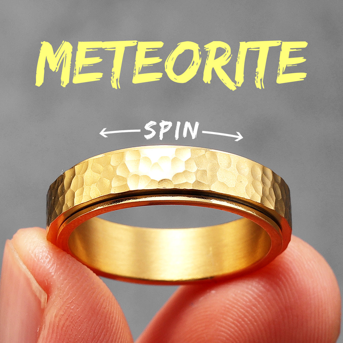 Meteorite | 316L No Fade Stainless Steel Fidget Spinner Style Street Style Rings