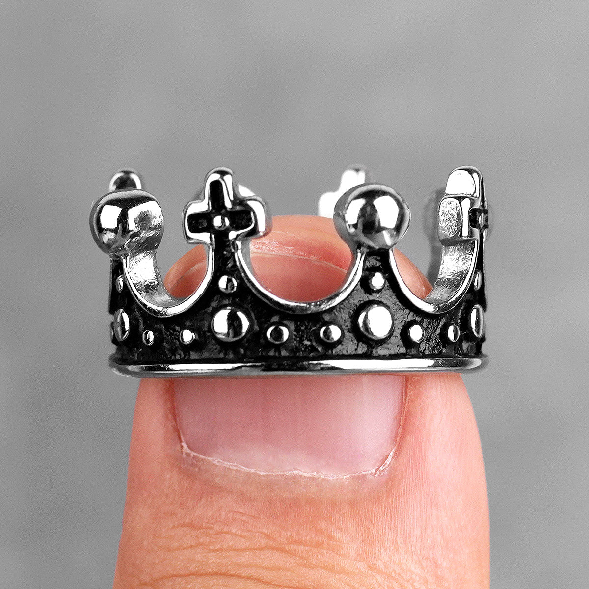 Royal Crown | 316L No Fade Stainless Steel Retro CZ Stone Fashion Street Wear Rings