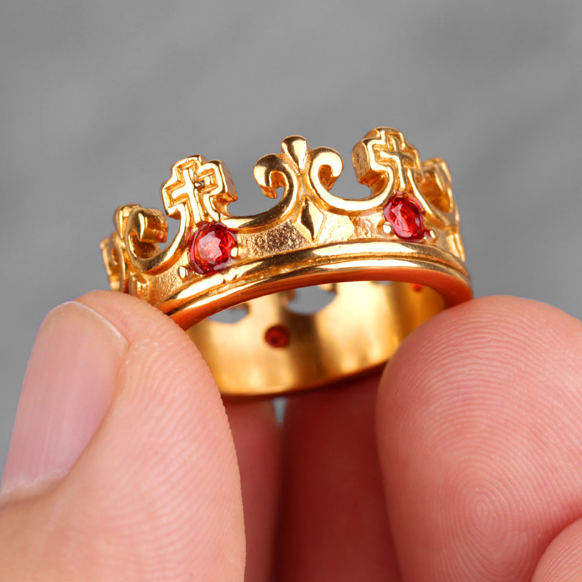 Royal Crown | 316L No Fade Stainless Steel Retro CZ Stone Fashion Street Wear Rings