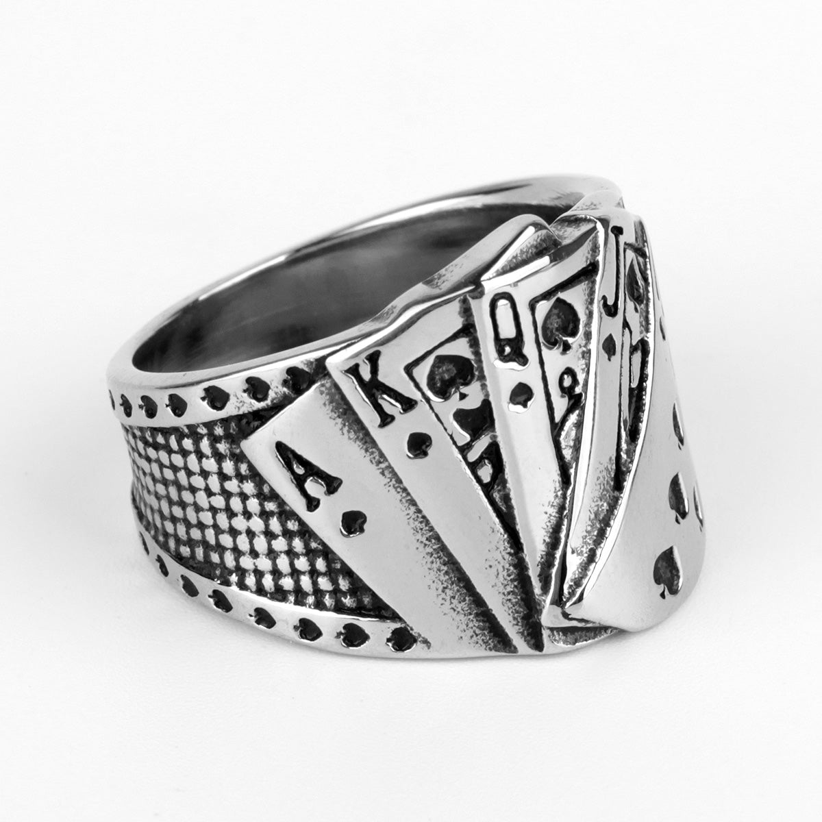 Straight Flush | 316L No Fade Stainless Steel Poker Hand Hip Hop Rings