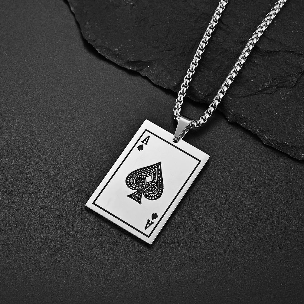 The Gambler ll | 18k Gold over No Fade Stainless Steel Poker King Spades Hearts Pendant