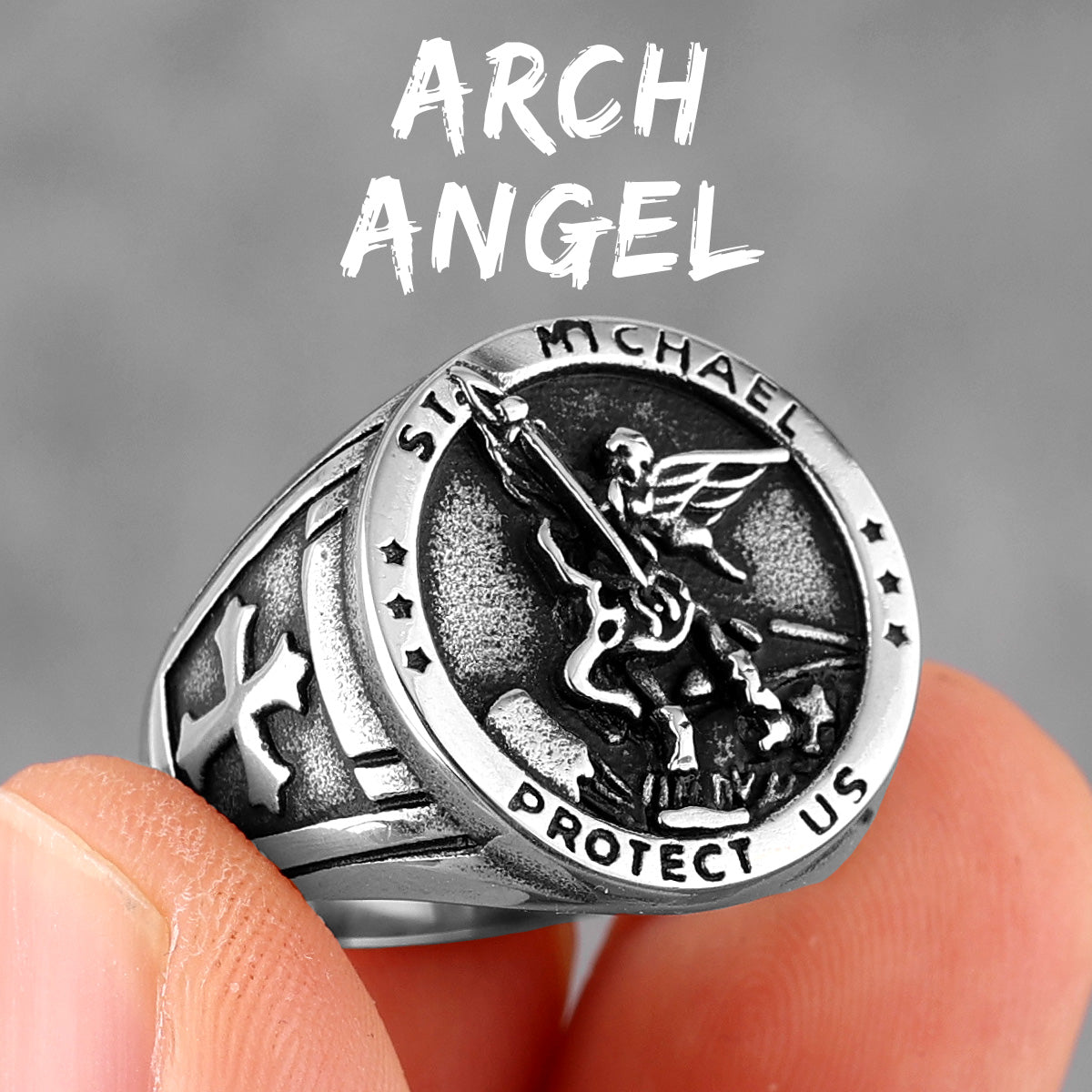 Archangel | 316L No Fade Stainless Steel Saint Michael Protect Us Rings