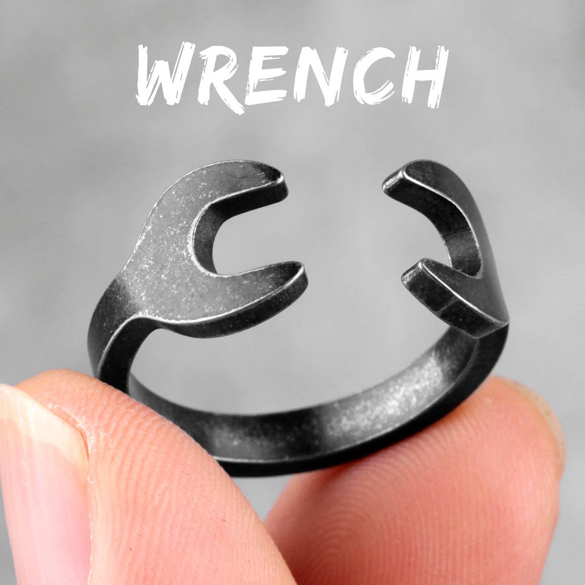 The Wrench | No Fade 316L Black Stainless Steel Grease Monkey Wrench Ring