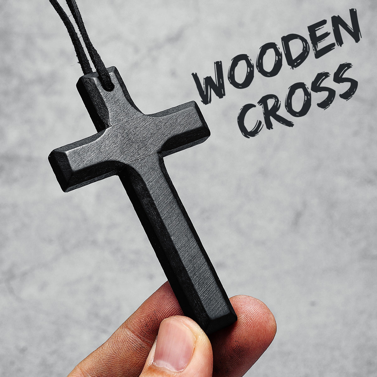 Rugged Cross | Brown Black Vintage Look Wooden Cross Spiritual Belief Pendant