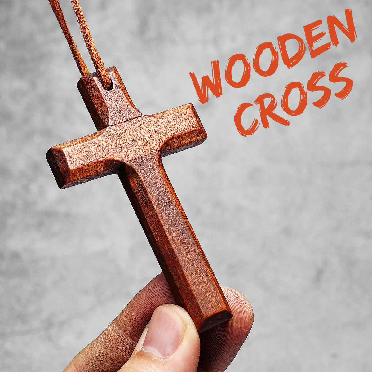 Rugged Cross | Brown Black Vintage Look Wooden Cross Spiritual Belief Pendant