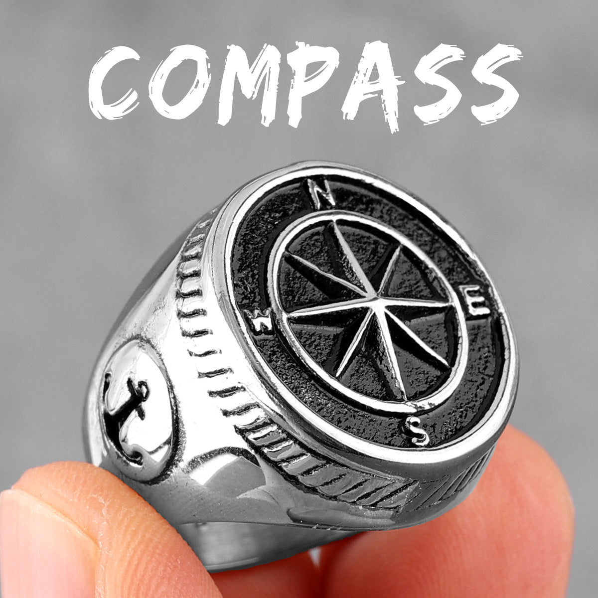 The Navigator Compass | 316L Stainless Steel Adventurer Traveler Street Wear Compass Ring