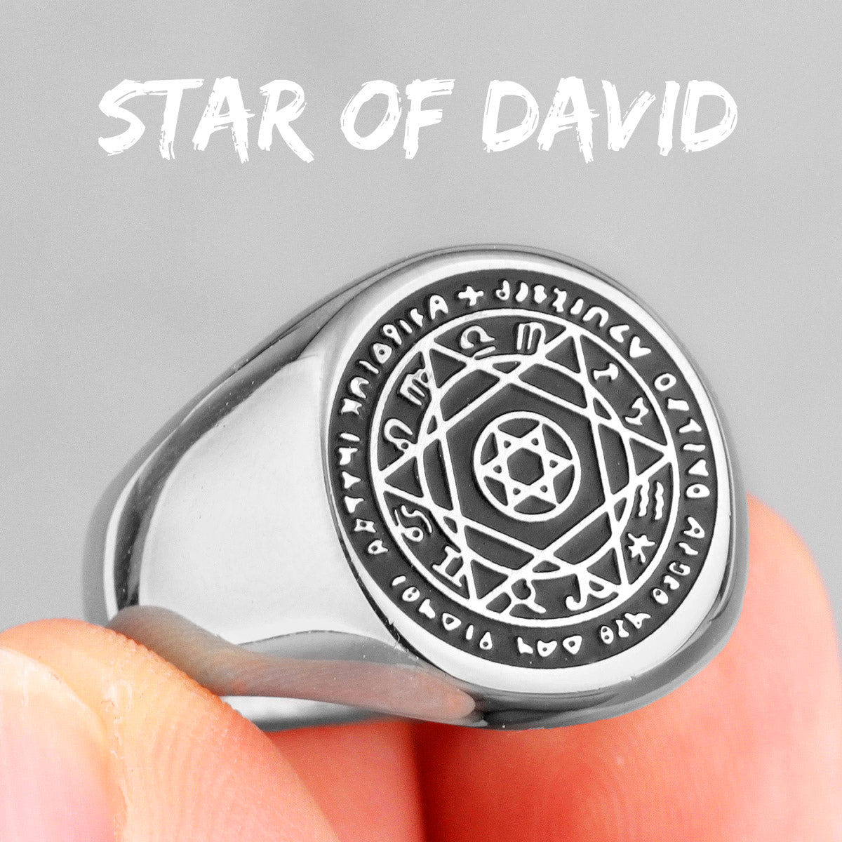 Patron Saint Star of David | 14k Gold Over Stainless Steel Amulet Designer Rings