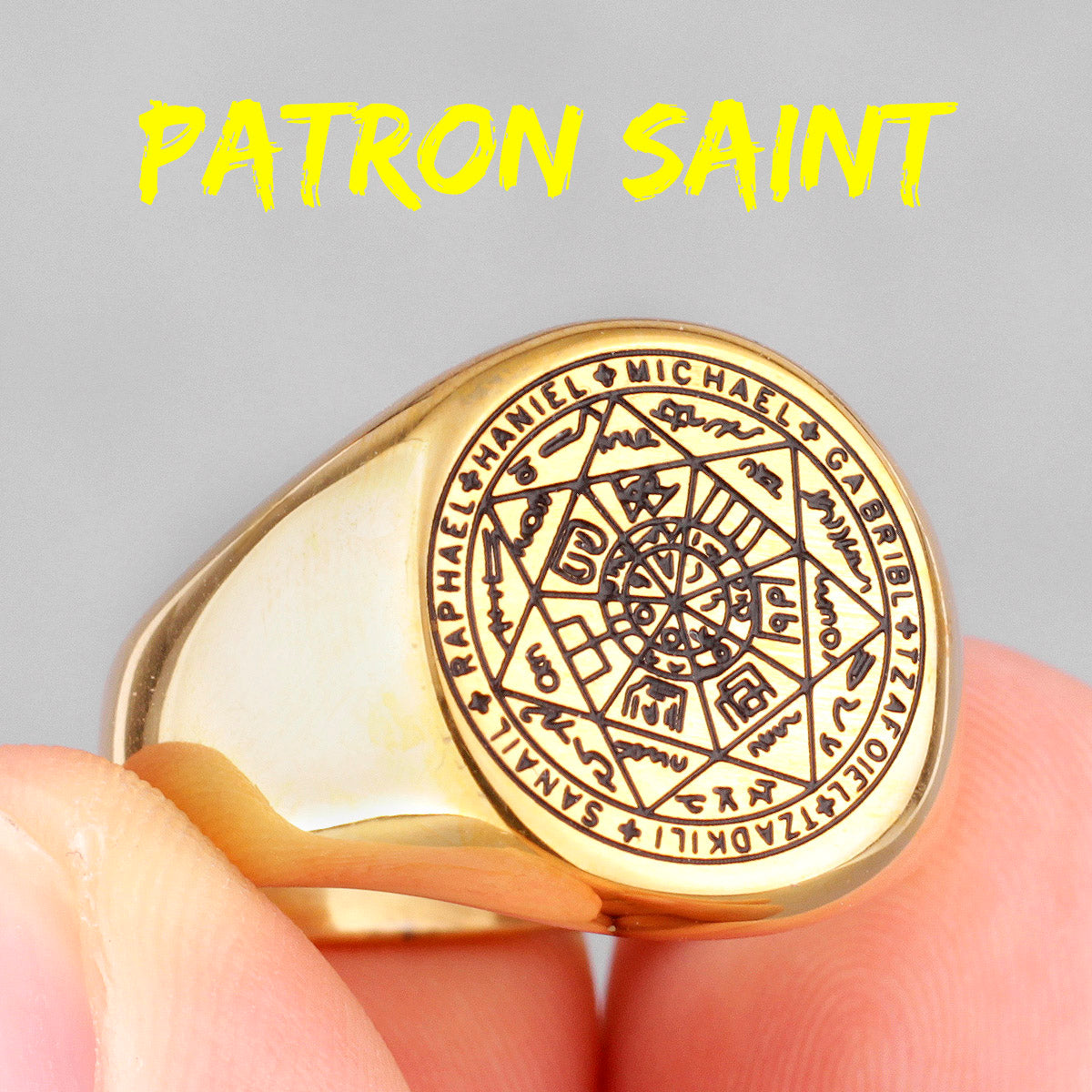Patron Saint Star of David | 14k Gold Over Stainless Steel Amulet Designer Rings