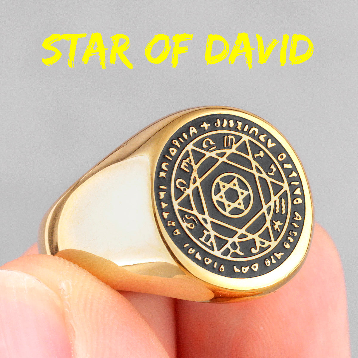 Patron Saint Star of David | 14k Gold Over Stainless Steel Amulet Designer Rings