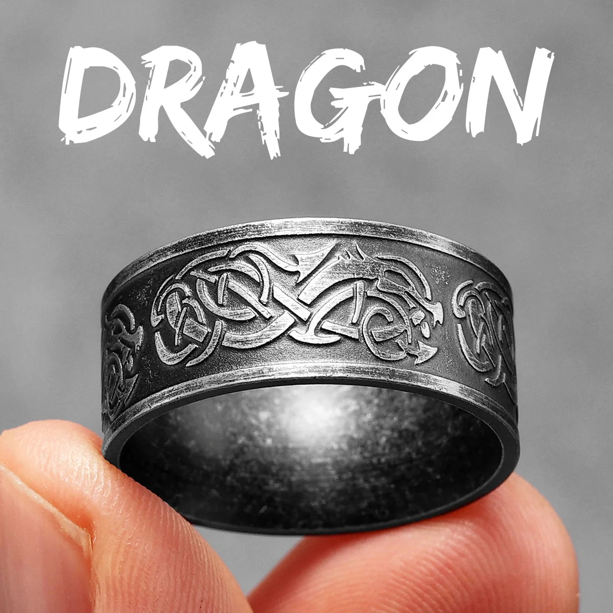 Retro Dragon | Men's 316L No Fade Stainless Steel Street Wear Thick Band Ring