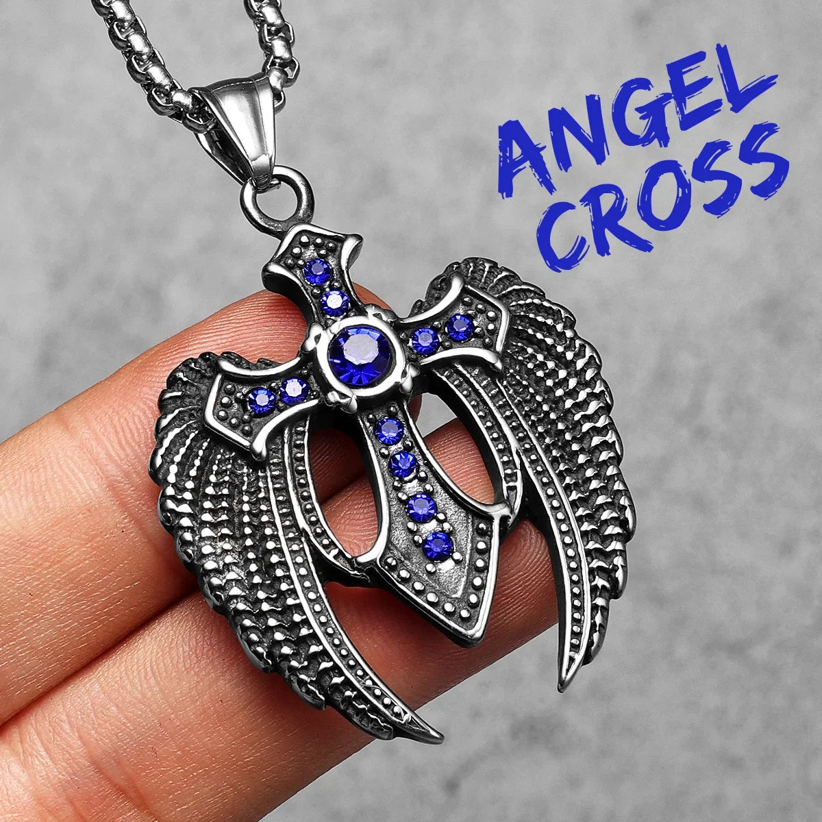 Angel Wing Cross | 316L No Fade Stainless Steel Amulet Style Hip Hop Pendant