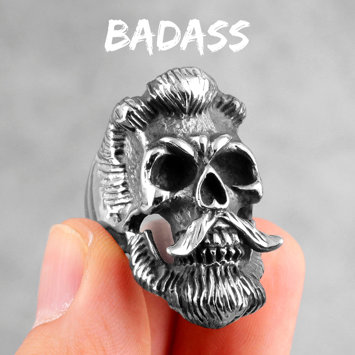 Gentleman Badass | 316L Stainless Steel Skull Head Hip Hop Street Wear Ring