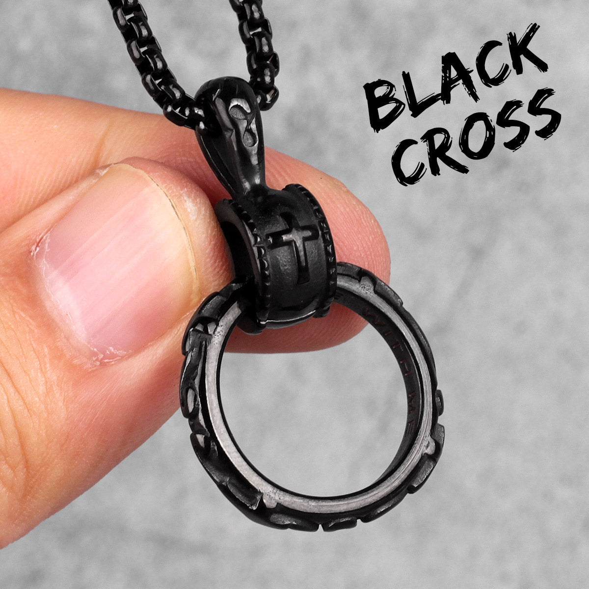 Cross Ring | 14k Gold Black Over 316L No Fade Stainless Steel Hip Hop Pendant Necklace