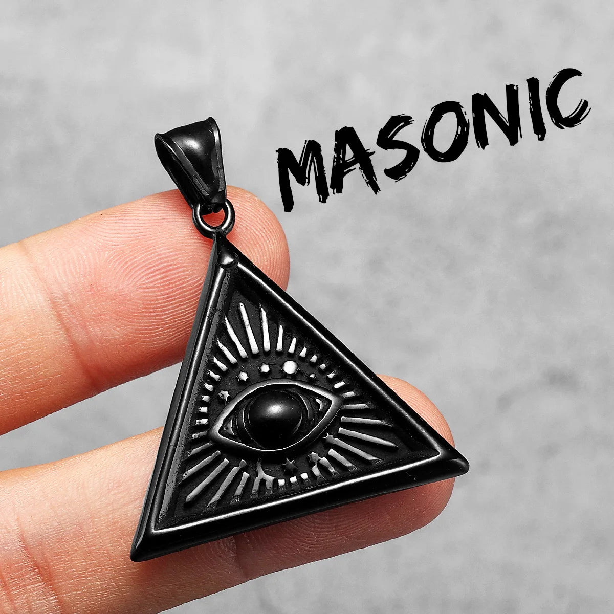 Masonic | 14k Gold Over Solid Stainless Steel Illuminati Eye Amulet Street Wear Pendant