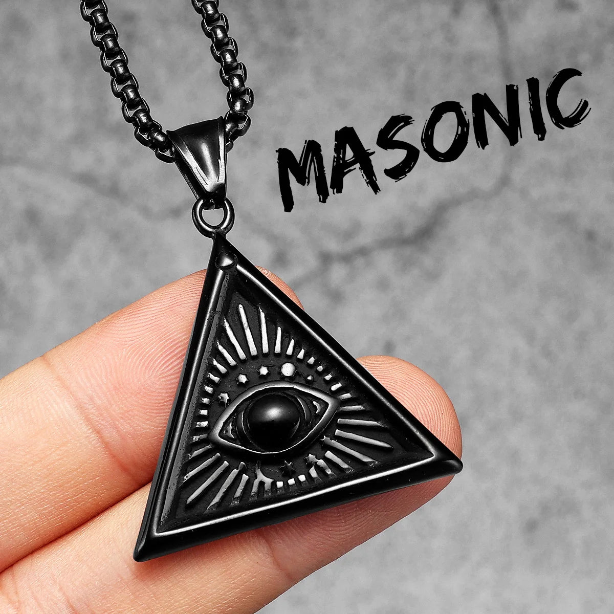 Masonic | 14k Gold Over Solid Stainless Steel Illuminati Eye Amulet Street Wear Pendant