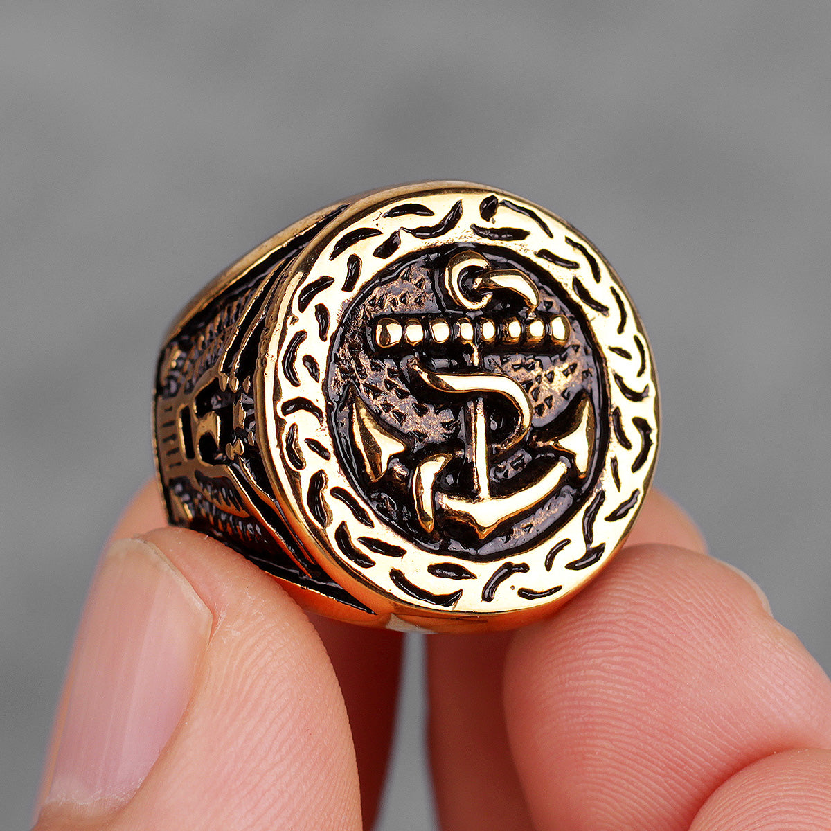 The Anchor | 14k Gold Over Stainless Steel Ocean Nautical Men Ring