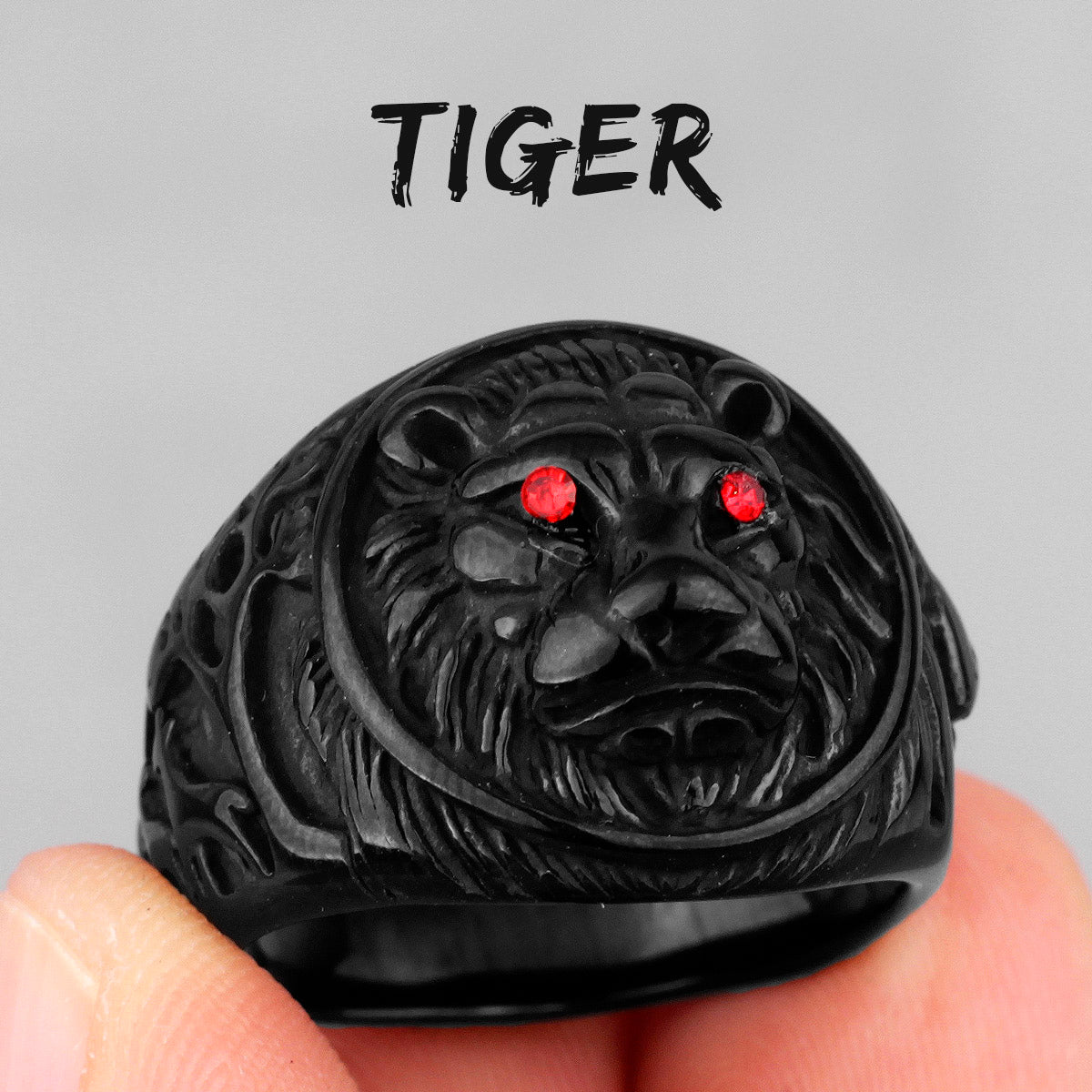 The Tiger's Eye | 14k Gold Black Over Solid Stainless Steel Tiger Street Wear Rings