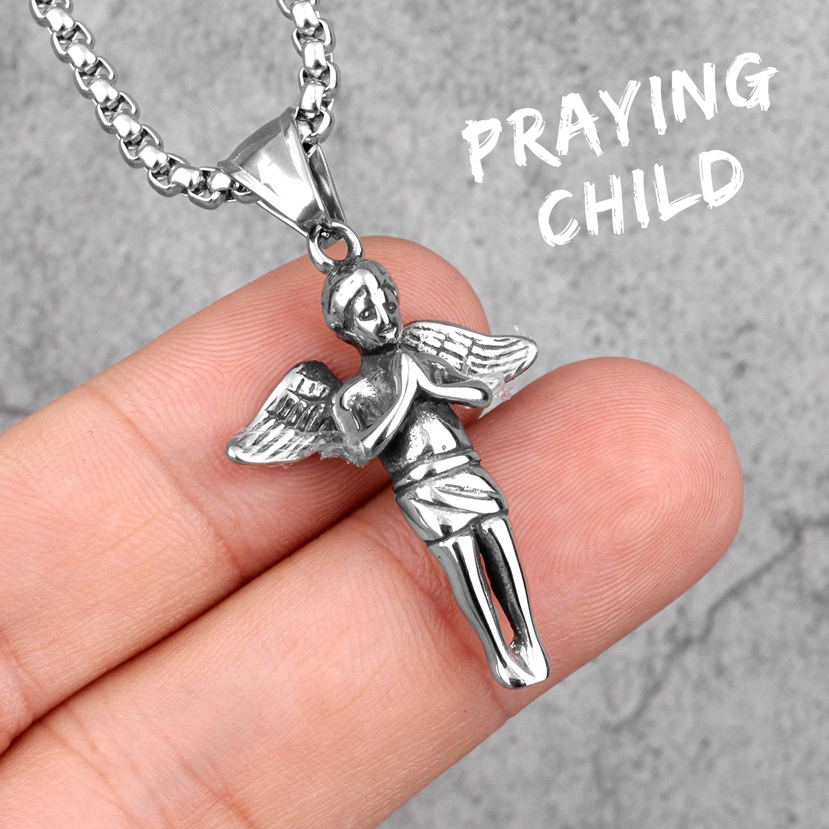 Angel Prayer Child | 316L No Fade Stainless Steel Praying Angel Spiritual Pendant