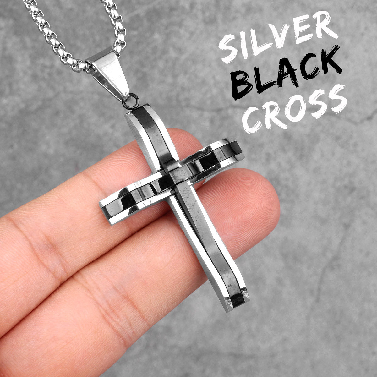 The Cross | 14k Gold Black 316L No Fade Stainless Steel Double Layered Hip Hop Cross Pendant