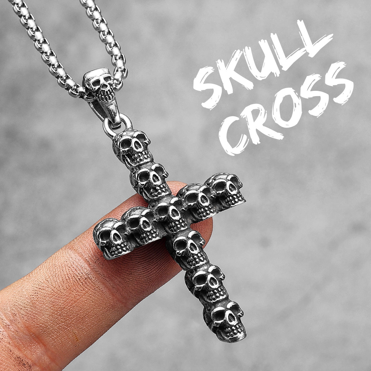 Gothic Skull Cross | 316L No Fade Stainless Steel Men's Street Wear Unique Cross Pendant