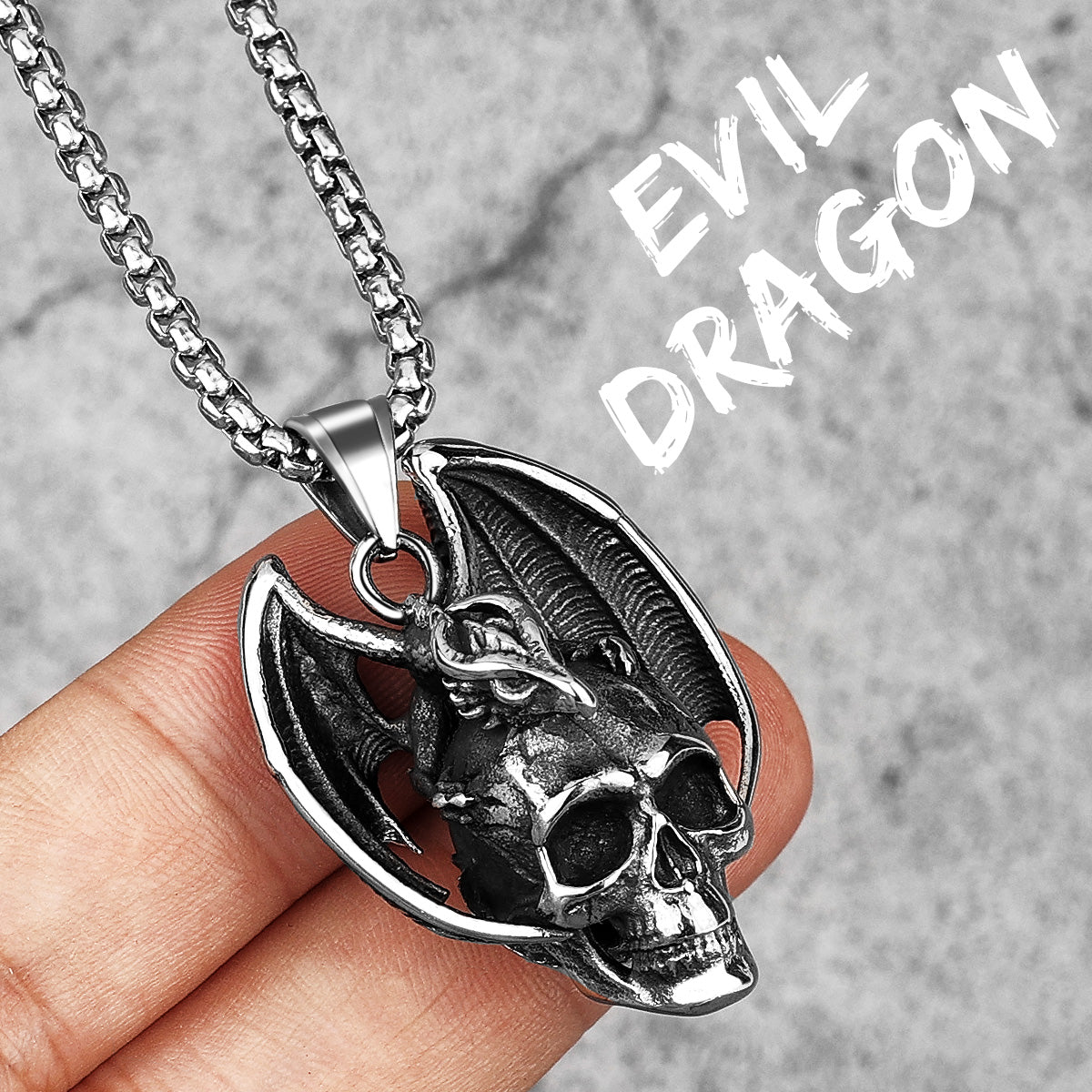 Demon Dragon | 316L No Fade Stainless Steel Skull Street Wear Pendant Chain Necklace