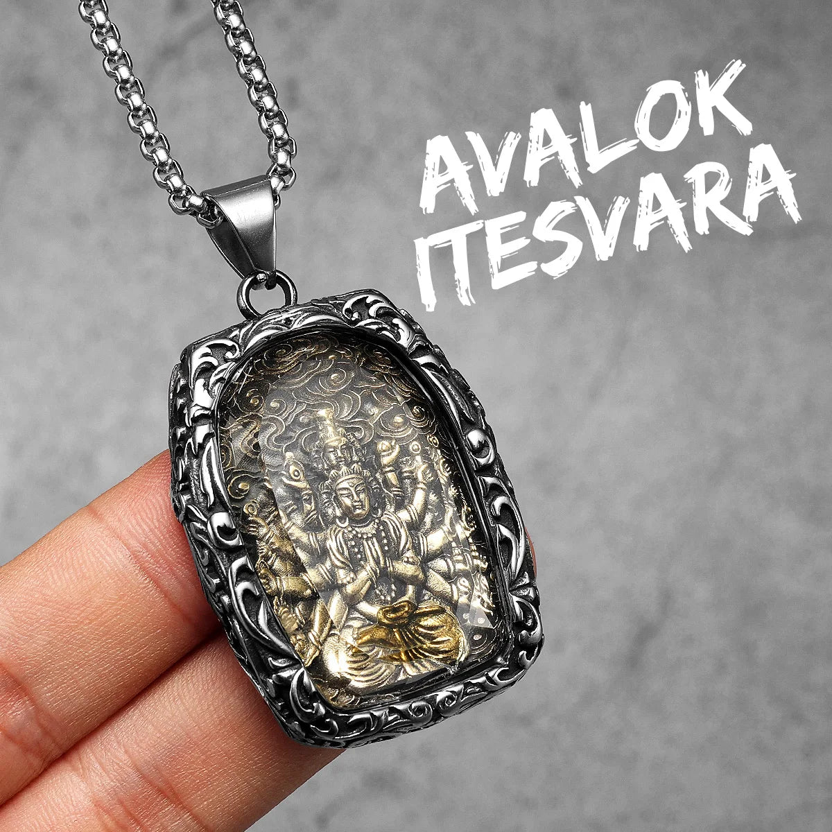 Buddhism Buddha Collection | 316L Stainless Steel Glass Amulet Spiritual Pendant