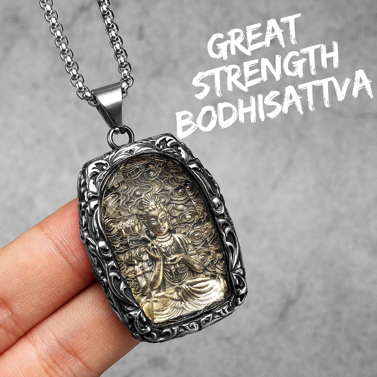 Buddhism Buddha Collection | 316L Stainless Steel Glass Amulet Spiritual Pendant
