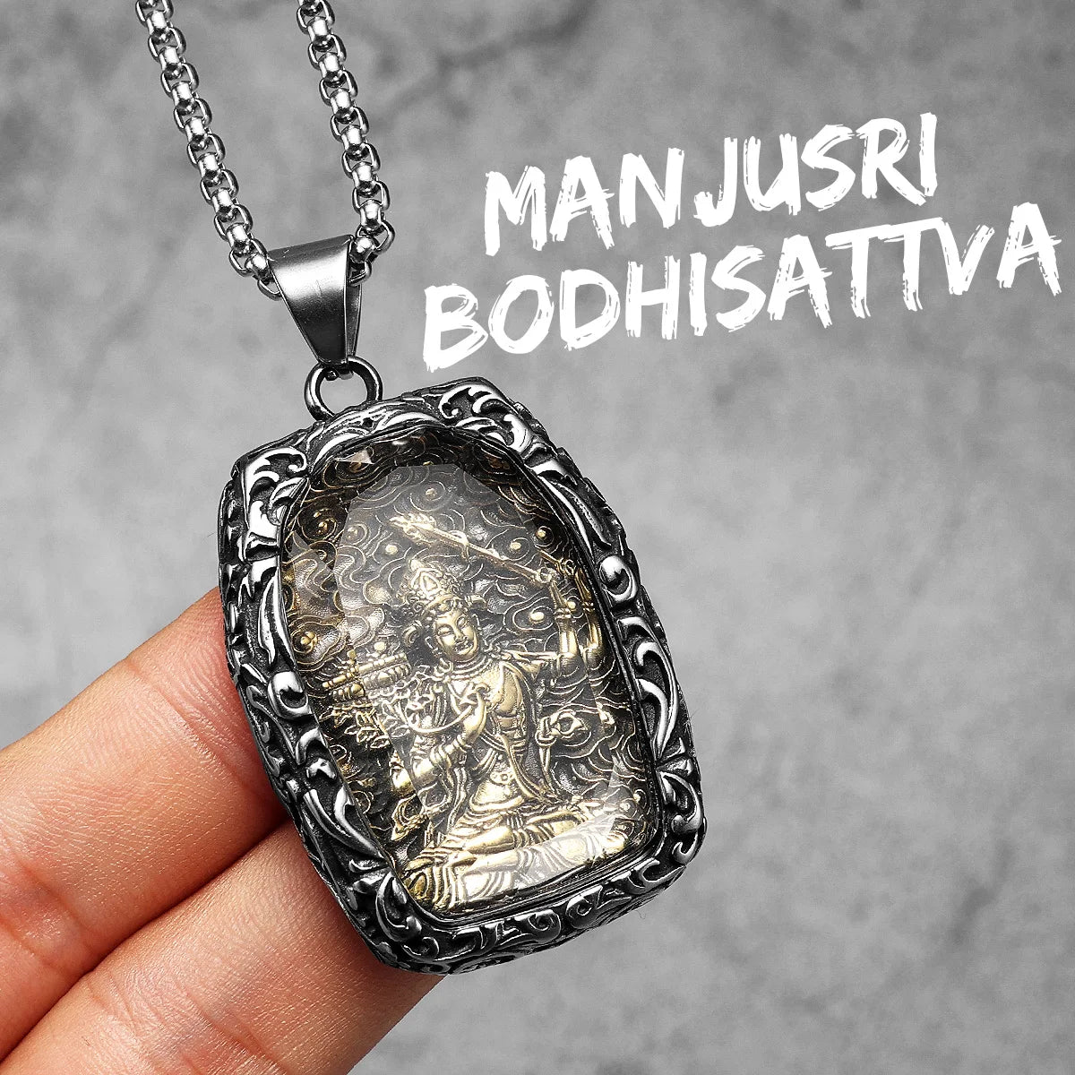 Buddhism Buddha Collection | 316L Stainless Steel Glass Amulet Spiritual Pendant