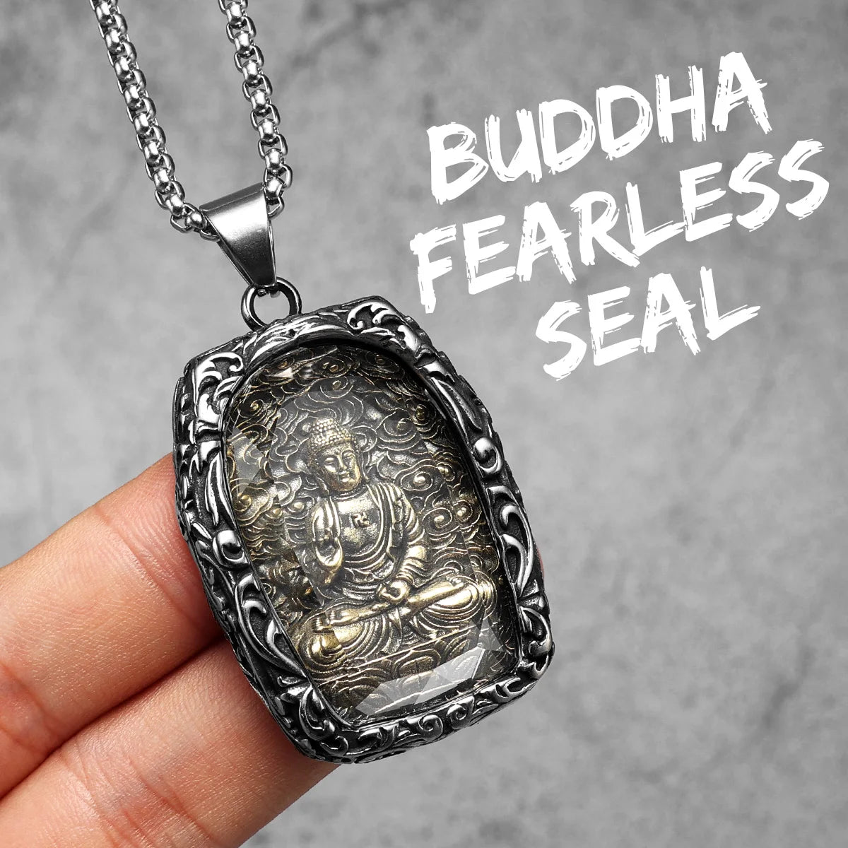 Buddhism Buddha Collection | 316L Stainless Steel Glass Amulet Spiritual Pendant