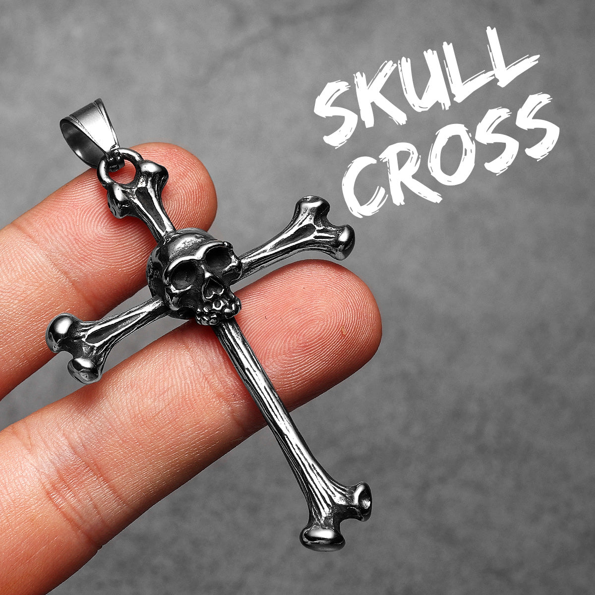 Skull and Bones | 316L Stainless Steel Symbolic Street Style Cross Pendant