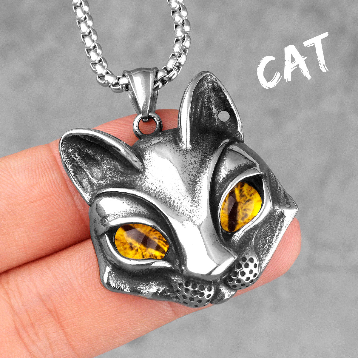 Cat's Eye | 316L No Fade Stainless Steel Cat Lovers Eye Amulet Pendant Necklace