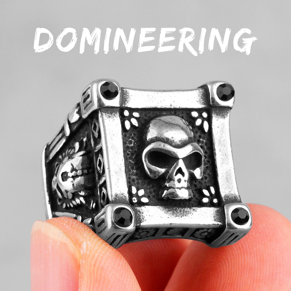 Dominant Life | Men's Skull Black Zircon No Fade Stainless Steel Unique Style Rings