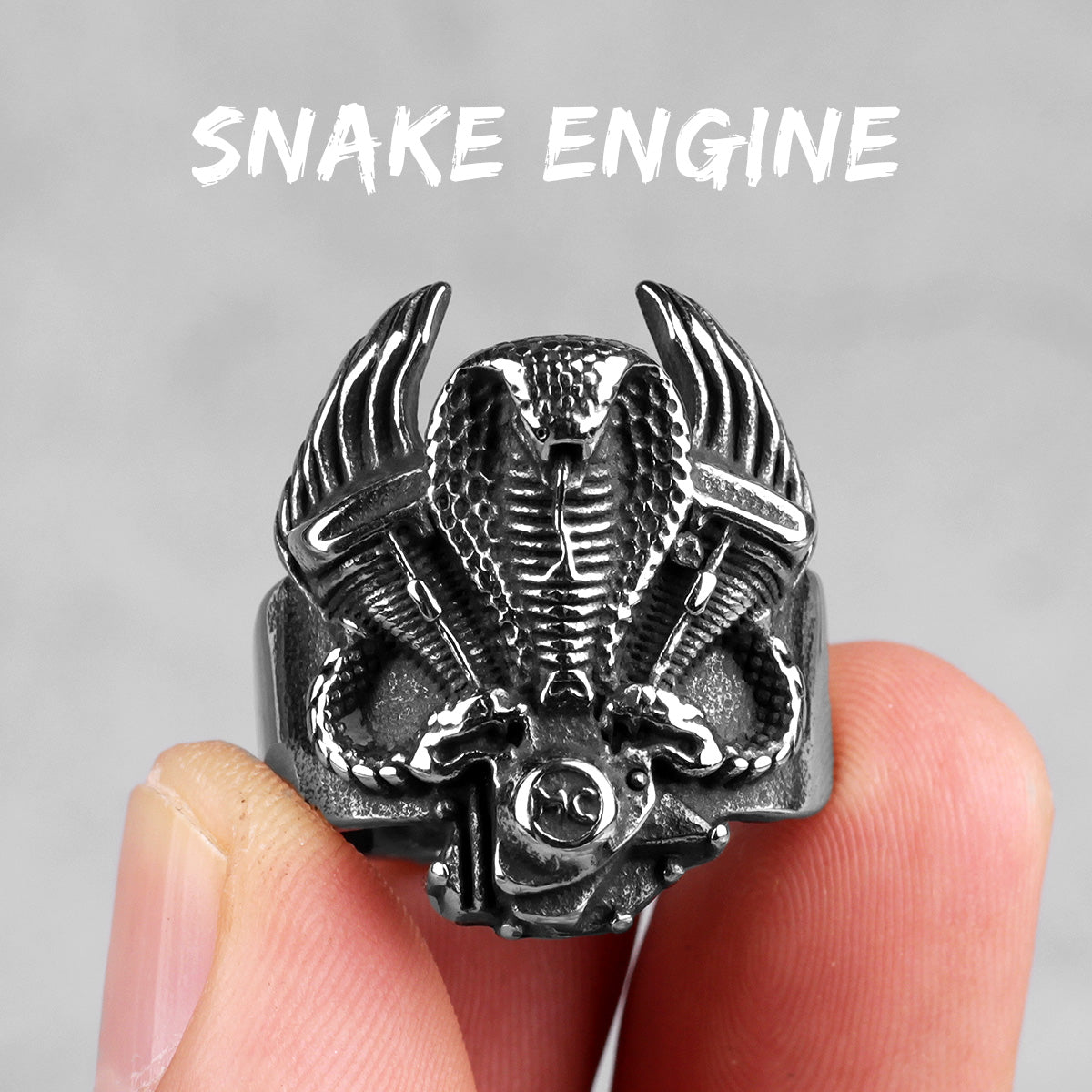 Cobra | Stainless Steel Locomotive Engine Unique Street Wear Biker Rings