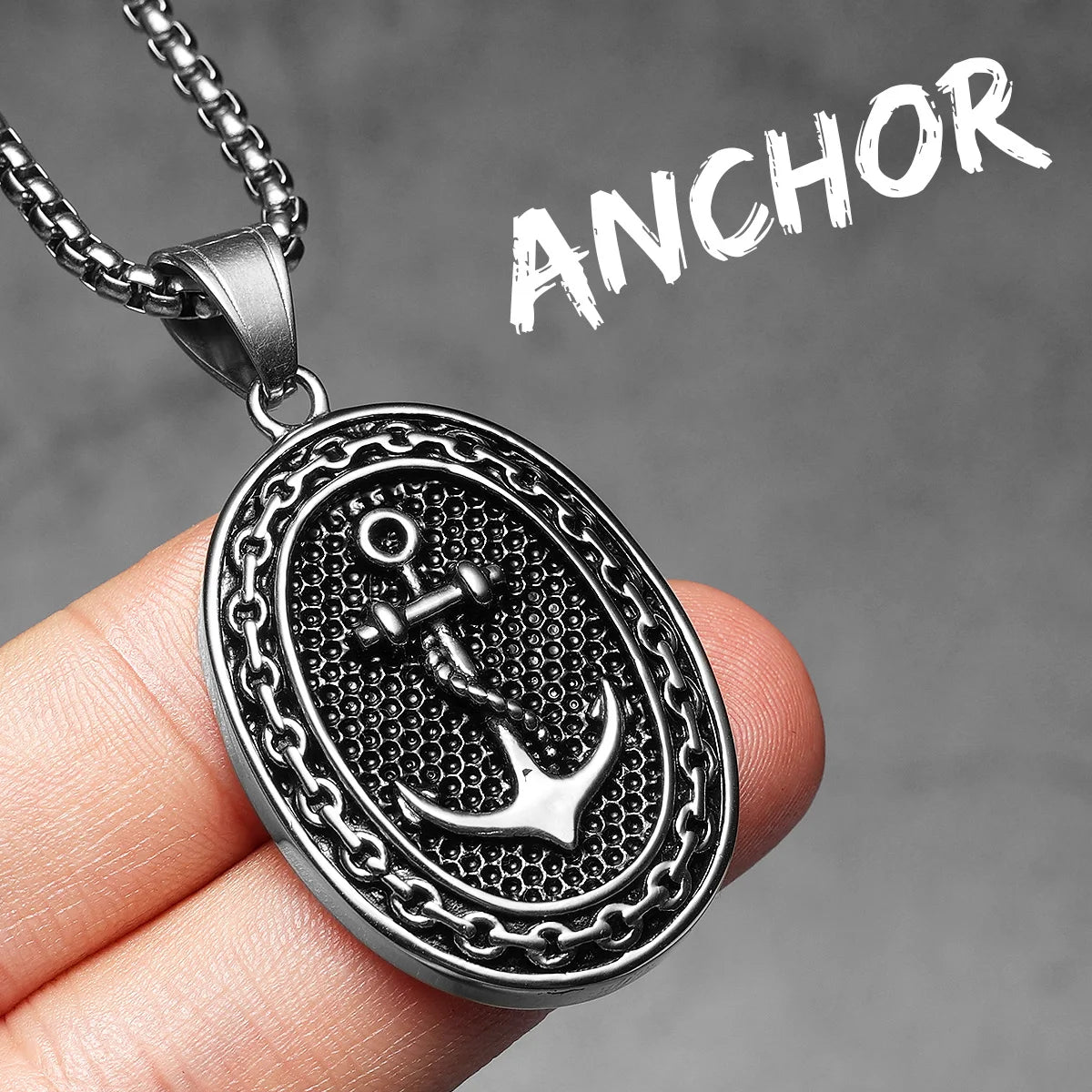 Classic Anchor | 14k Gold over Stainless Steel Framed Anchor Pendant Chain Necklace