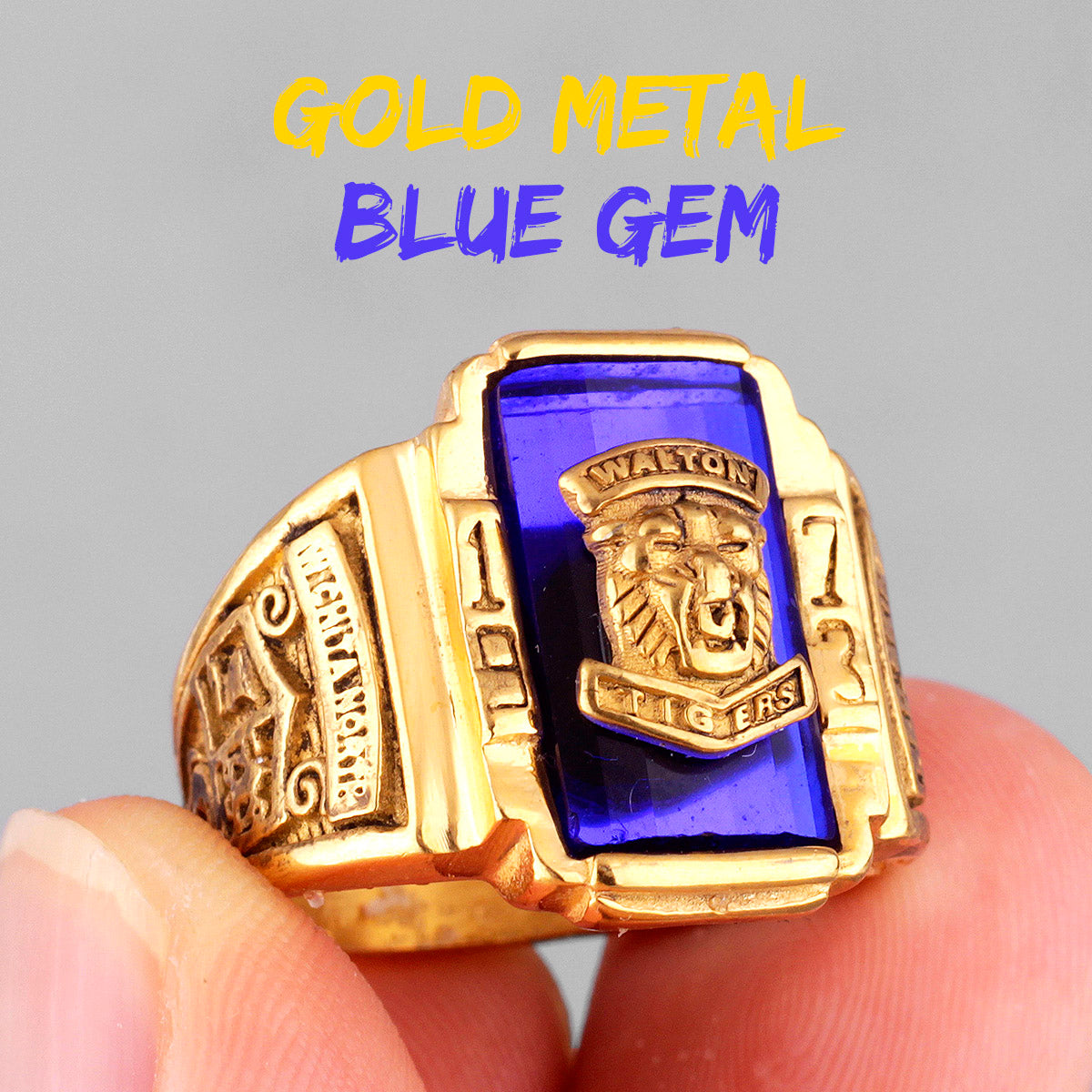 1973 Walton Tiger |14k Gold Over No Fade Stainless Steel CZ Luxury Men's Rings