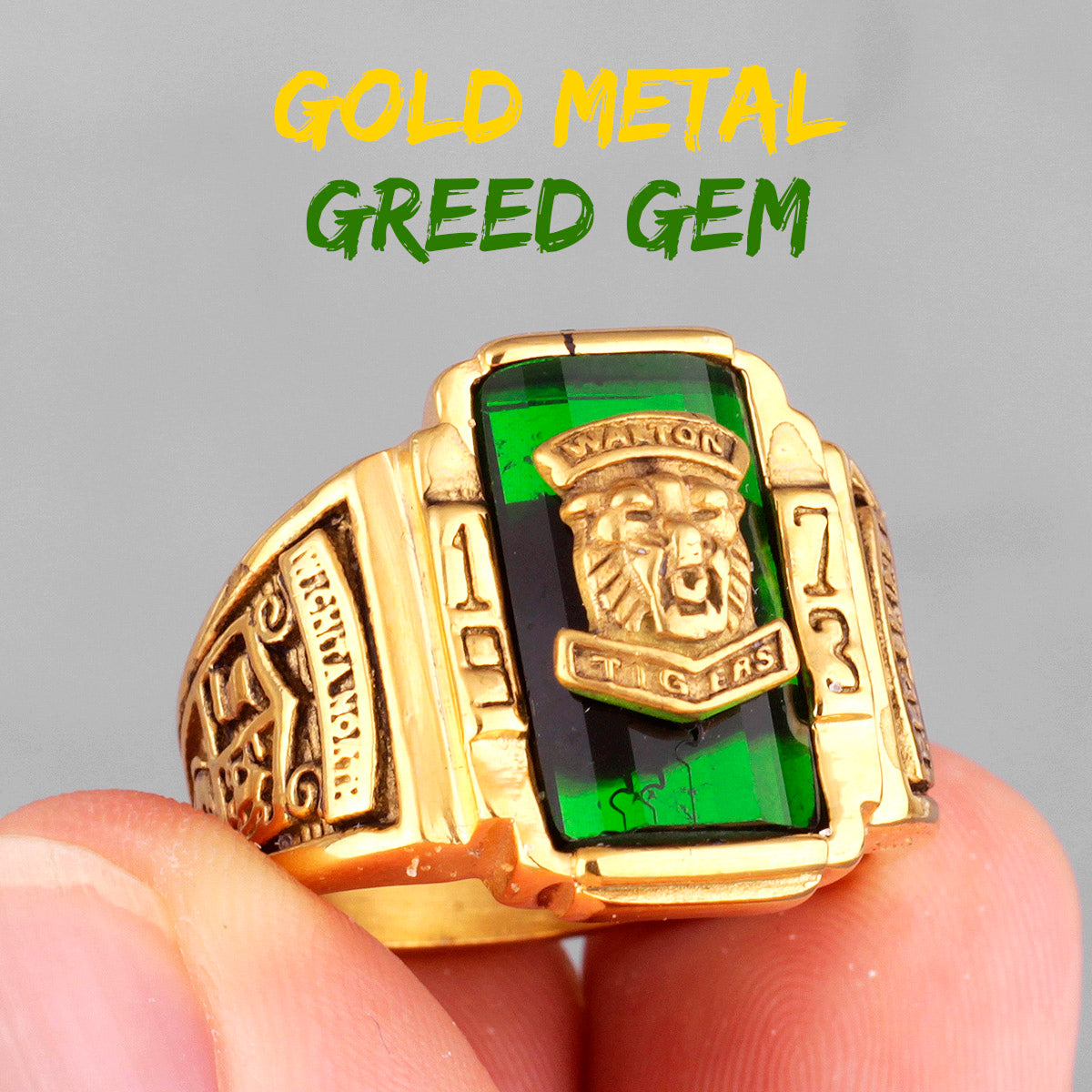 1973 Walton Tiger |14k Gold Over No Fade Stainless Steel CZ Luxury Men's Rings