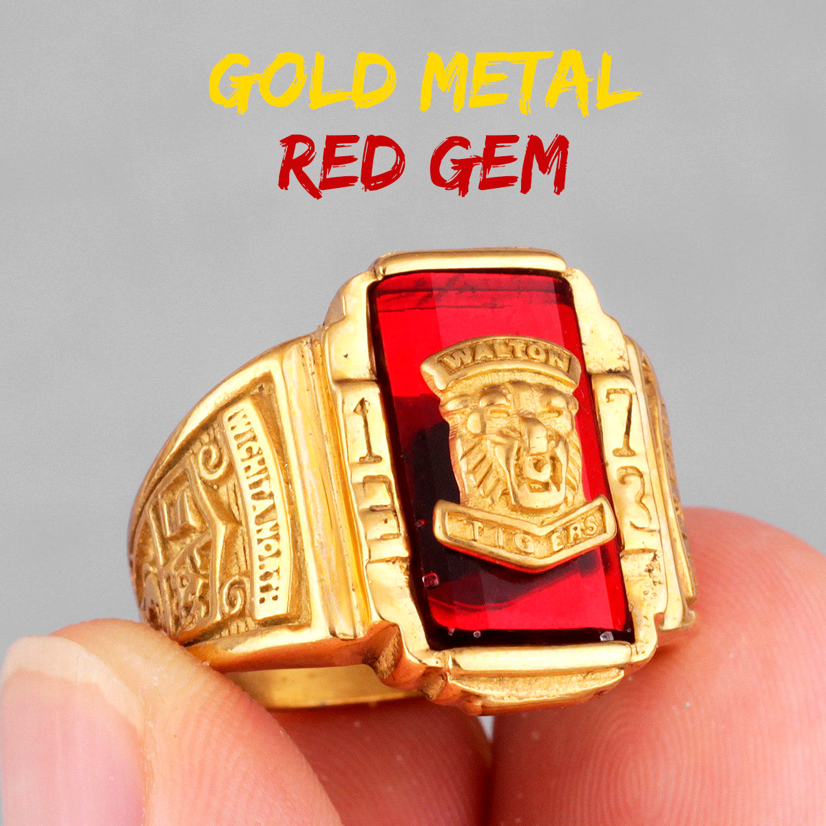 1973 Walton Tiger |14k Gold Over No Fade Stainless Steel CZ Luxury Men's Rings