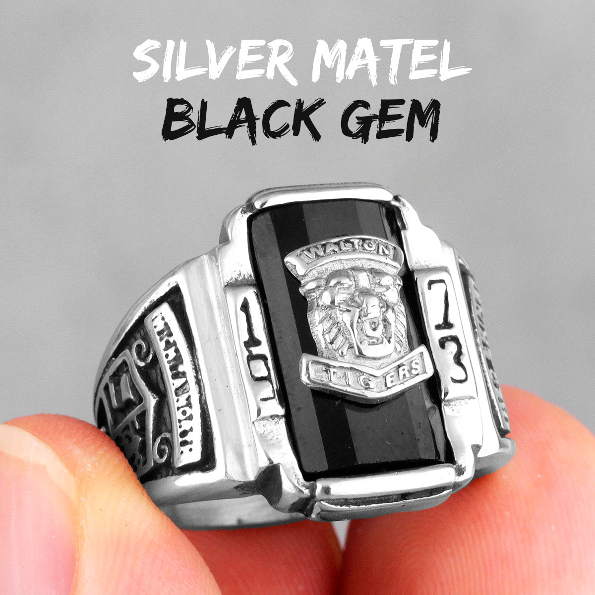 1973 Walton Tiger |14k Gold Over No Fade Stainless Steel CZ Luxury Men's Rings