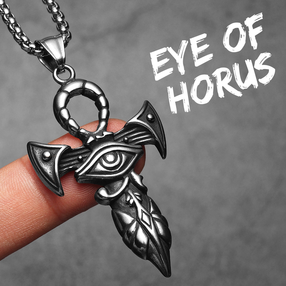 Eye of Horus | 14k Gold Black over No Fade Stainless Steel Ankh Cross Hip Hop Pendant