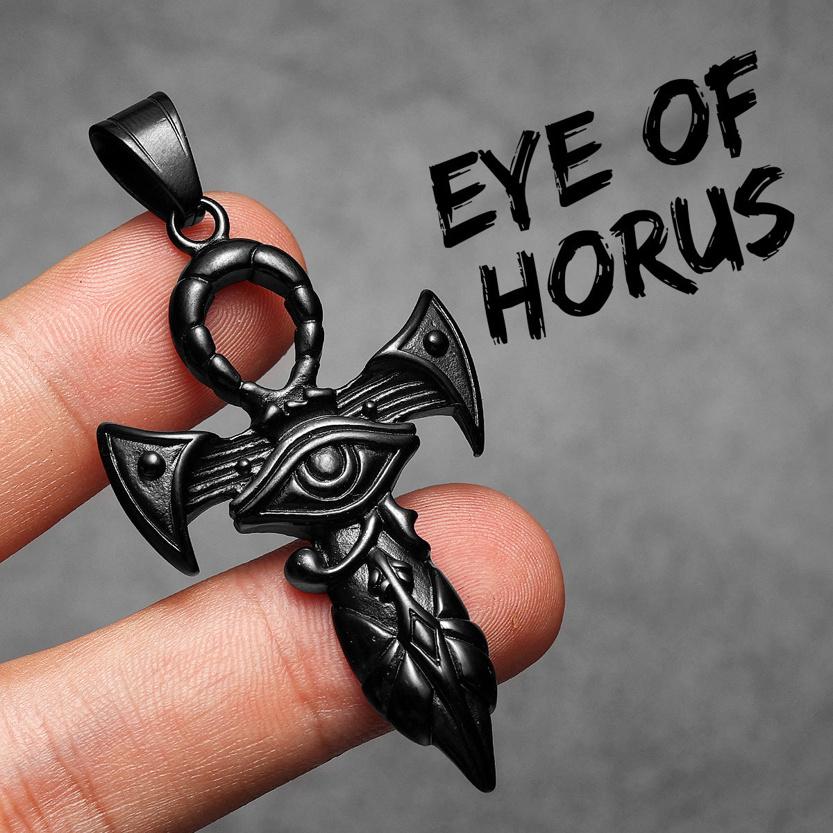 Eye of Horus | 14k Gold Black over No Fade Stainless Steel Ankh Cross Hip Hop Pendant