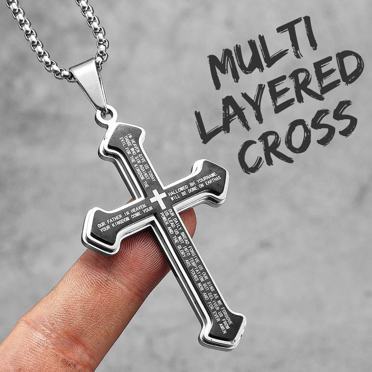 Layered Cross | 14k Gold Black Blue Solid Stainless Steel Hip Hop Street Style Cross Pendant