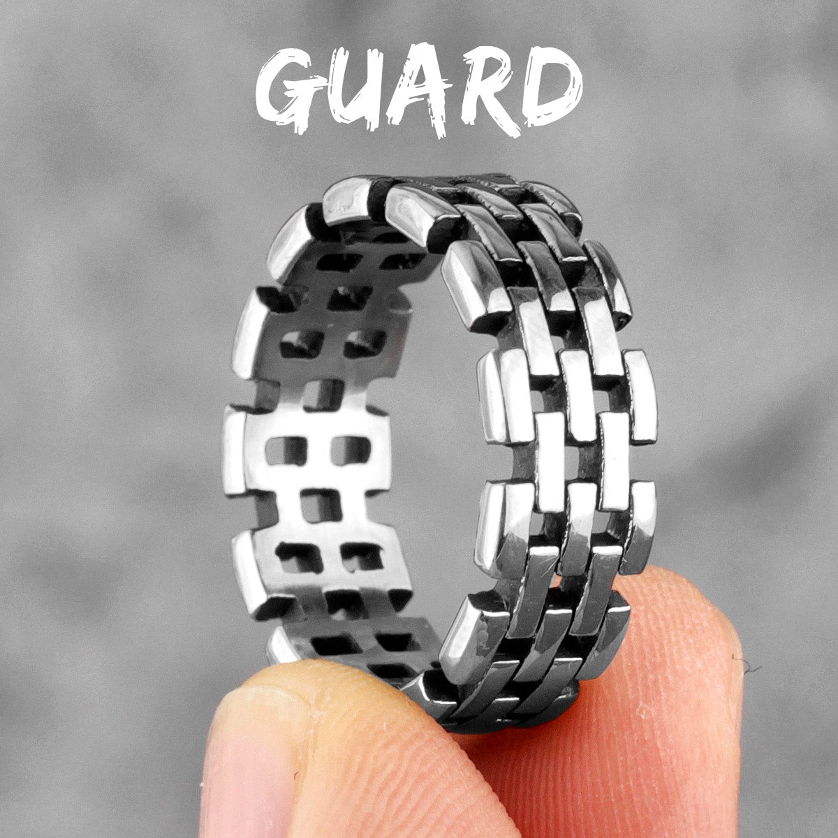 On Guard | 316L Vintage Look Black Hollow Solid Stainless Steel Hip Hop Rings