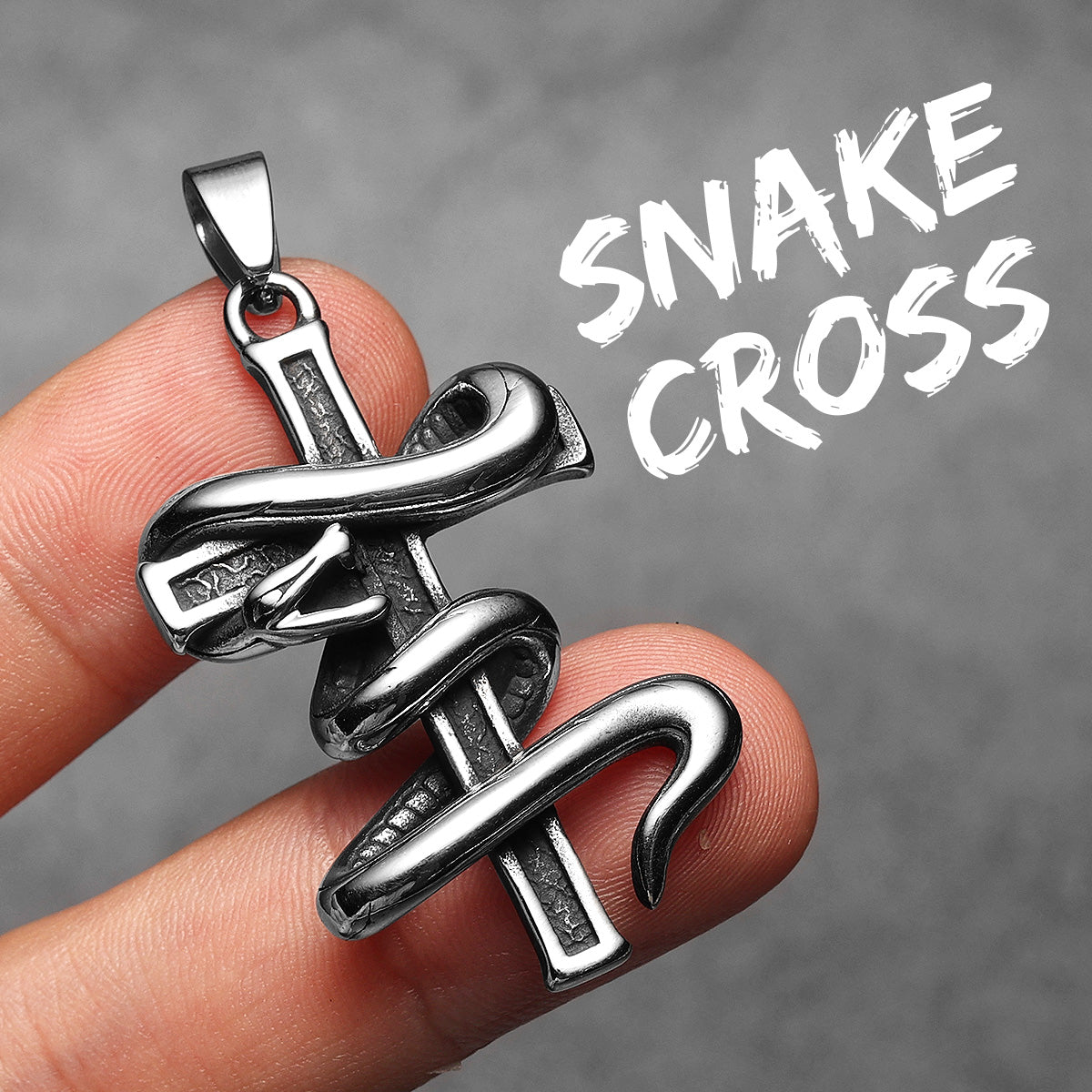 Snake Cross | Solid Stainless Steel Artistic Styling Serpent Cross Street Wear Pendant
