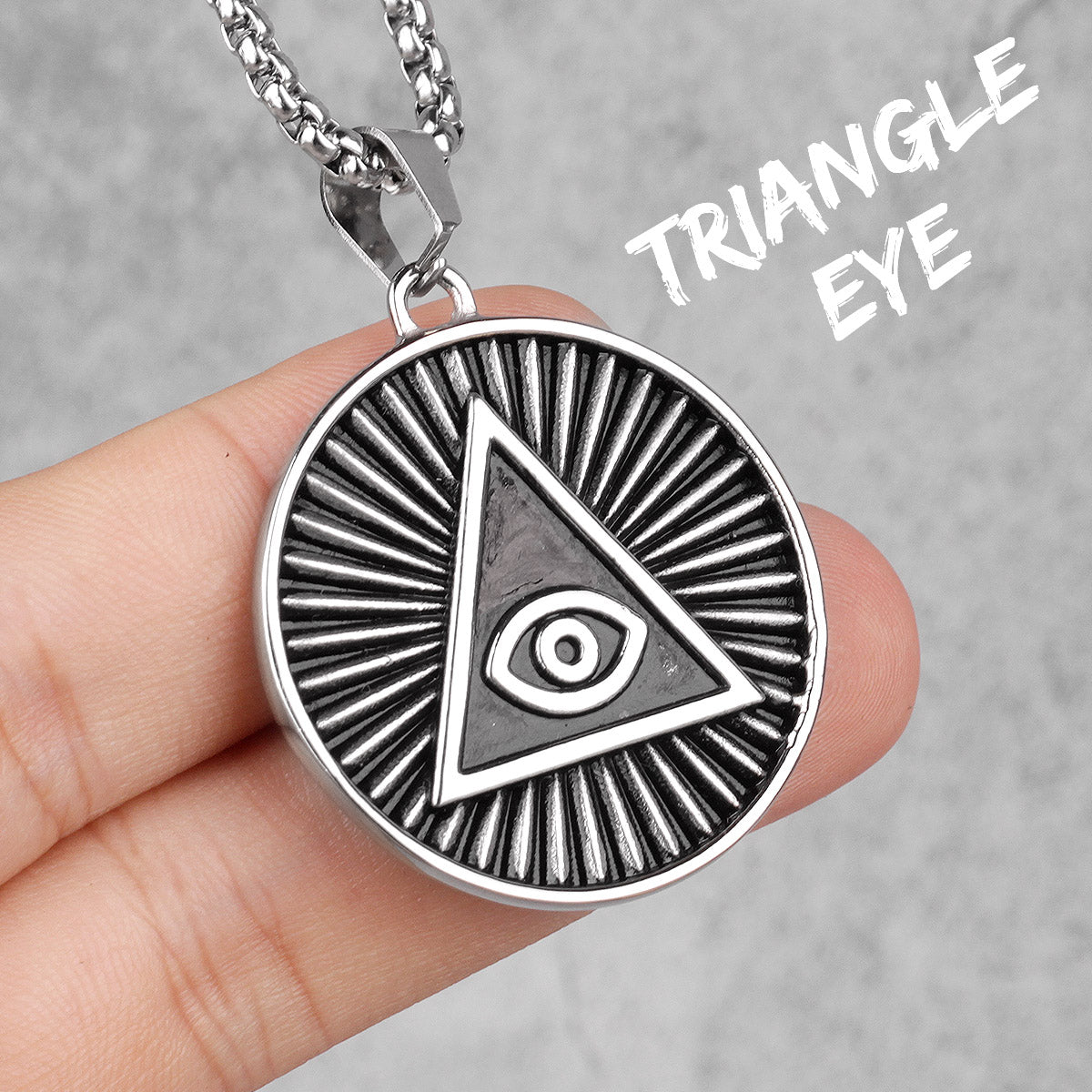 Triangle Eye | Solid Stainless Steel Illumination All Seeing Eye Pyramid Pendant