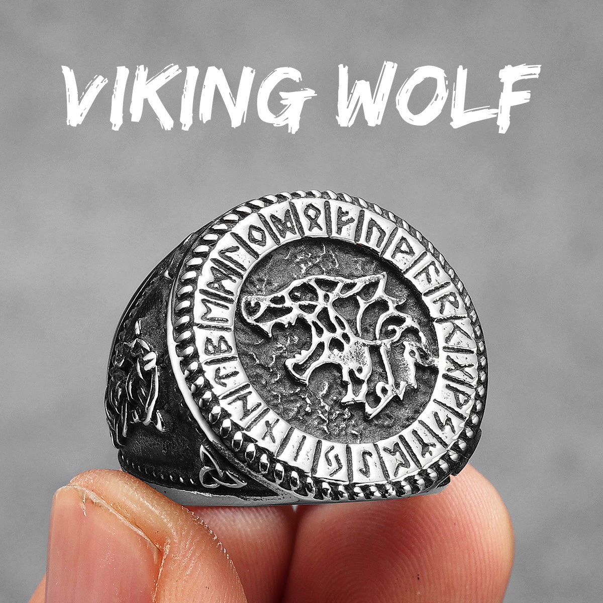 Viking Wolf | Stainless Steel 14k Gold Accent No Fade Unique Personality Street Wear Rings