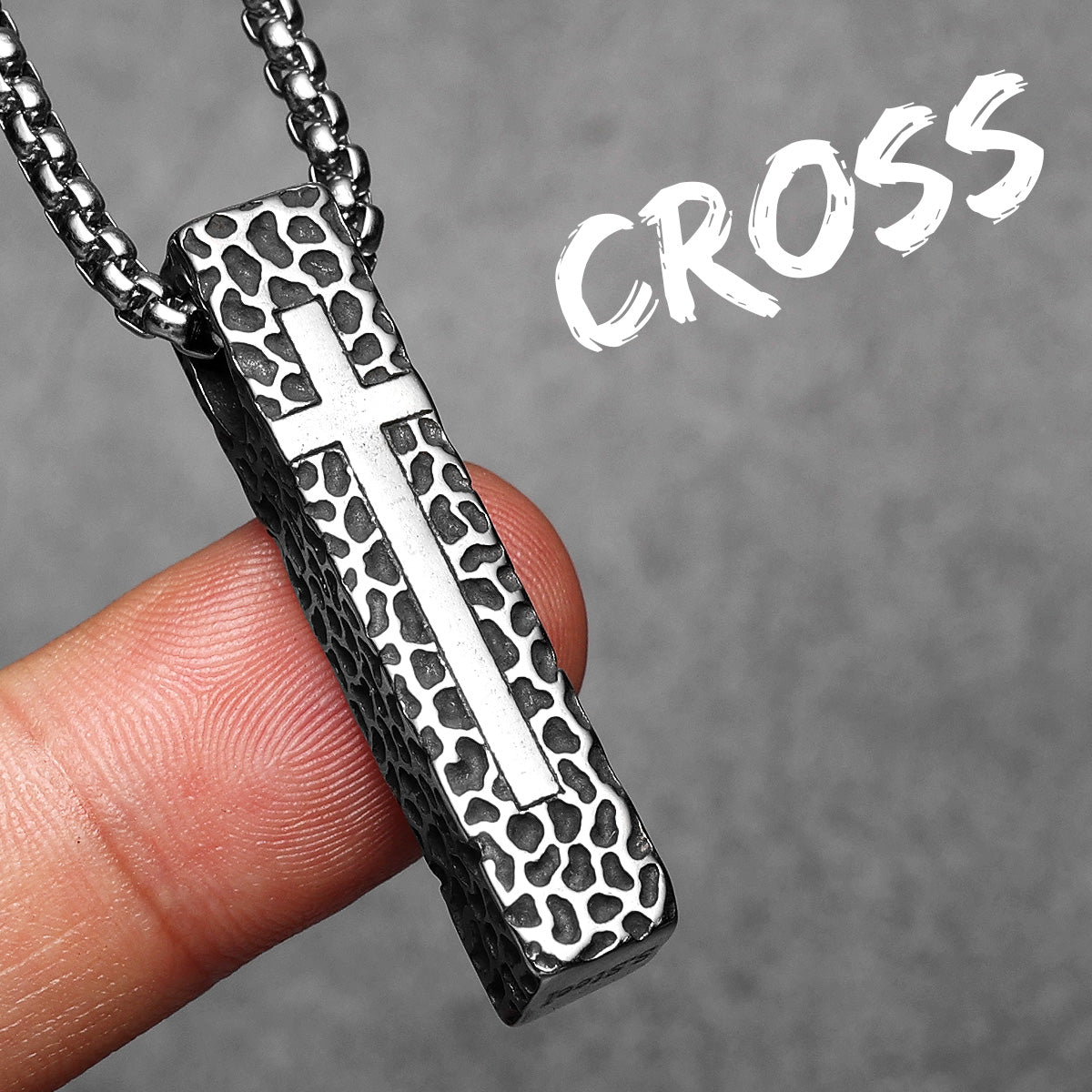 Texture Cross | 316L No Fade Stainless Steel Symbolic Spiritual Street Stylish Pendant