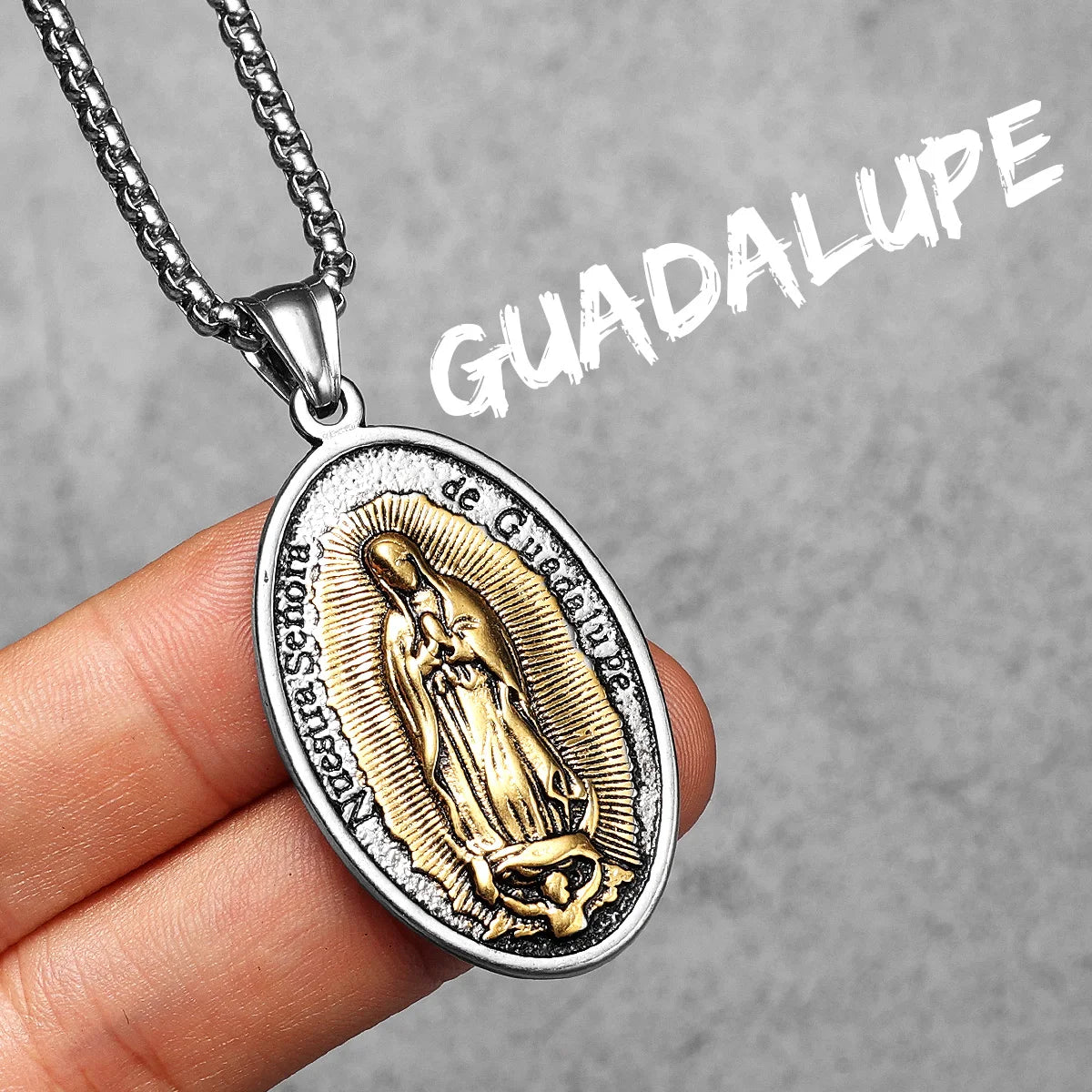 Virgin Mary | Powerful Symbolic 14k Gold Accent over Solid Stainless Steel Pendant